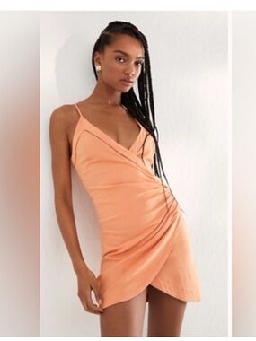 Intimately Free People Dylan wrap mini dress in light orange